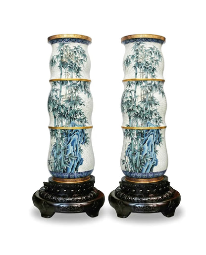 Custom 50-inch Cloisonne Bamboo-shaped Floor Ceramic Vase|Office Decor|Decorative Items Dubai & Riyadh|Collectible Figurines