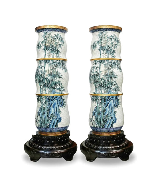 Custom 50-inch Cloisonne Bamboo-shaped Floor Ceramic Vase|Office Decor|Decorative Items Dubai & Riyadh|Collectible Figurines