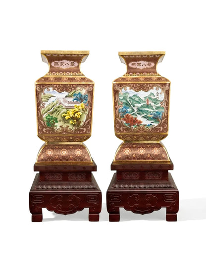 Custom 40-inch Cloisonne Square Floor Ceramic Vase|Office Decor|Decorative Items Dubai & Riyadh|Collectible Figurines