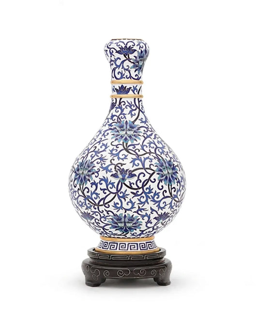 Cloisonne 12-inch Blue and White Ceramic Vase|Home Gifts Decor|Wedding Gifts Dubai & Riyadh|Collectible Figurines