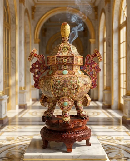 Custom 38-inch Cloisonne Oud Burner|Office Decor|Decorative Items Dubai & Riyadh|Collectible Figurines