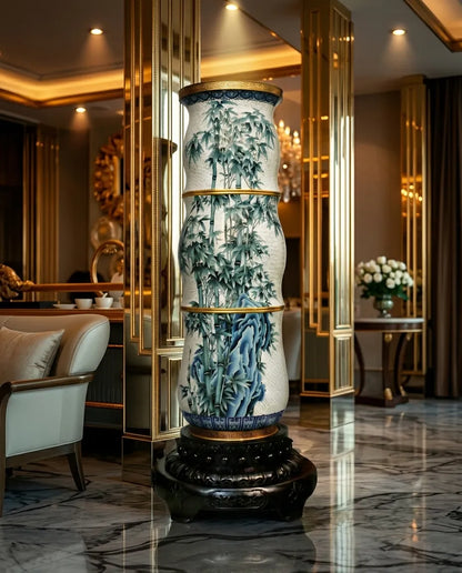 Custom 50-inch Cloisonne Bamboo-shaped Floor Ceramic Vase|Office Decor|Decorative Items Dubai & Riyadh|Collectible Figurines